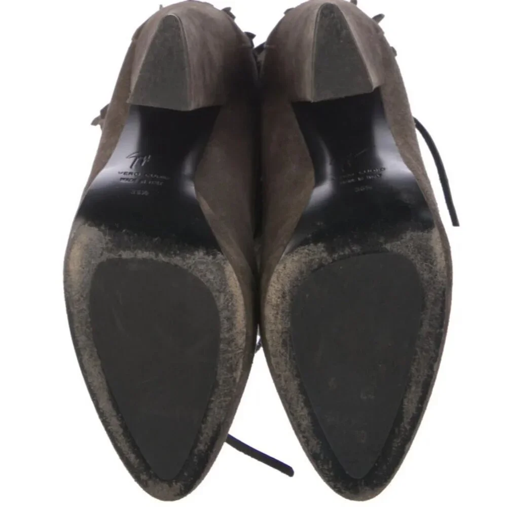 GIUSEPPE ZANOTTI Suede Fringe Lace Up Platform Festival Western Glam Boots‎ 6.5